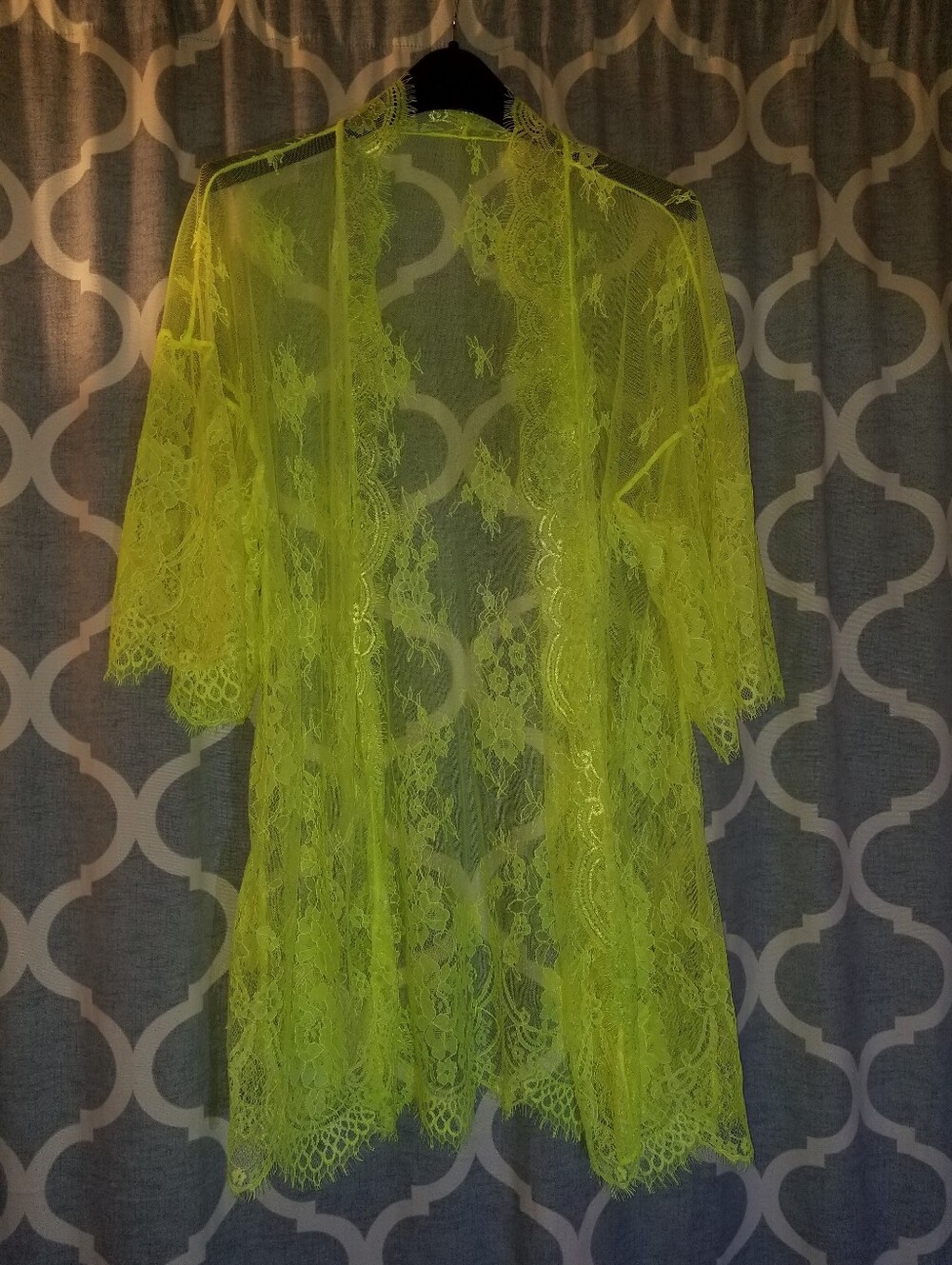 Neon Yellow Lace See Through Nightgown Robe Xxl